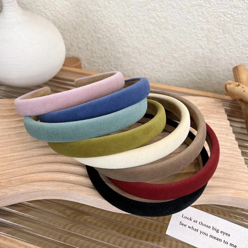 VAIGE Retro Velvet Thin Headbands - Solid Color Elastic Hair Hoops for Casual Use, Geometric Pattern, Comfortable Polyester Hair Accessories