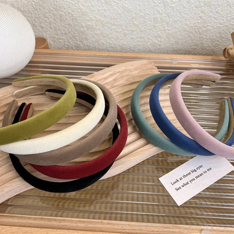 VAIGE Retro Velvet Thin Headbands - Solid Color Elastic Hair Hoops for Casual Use, Geometric Pattern, Comfortable Polyester Hair Accessories