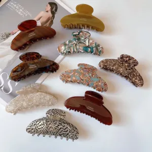 VAIGE Vintage Acetate Large Claw Hair Clips - Y2K Style Accessories for Casual Wear