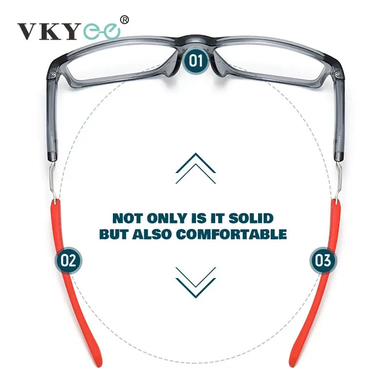 Vicky Men's Full Rim Square Tr 90 Silicone Sport Reading Glasses 18189