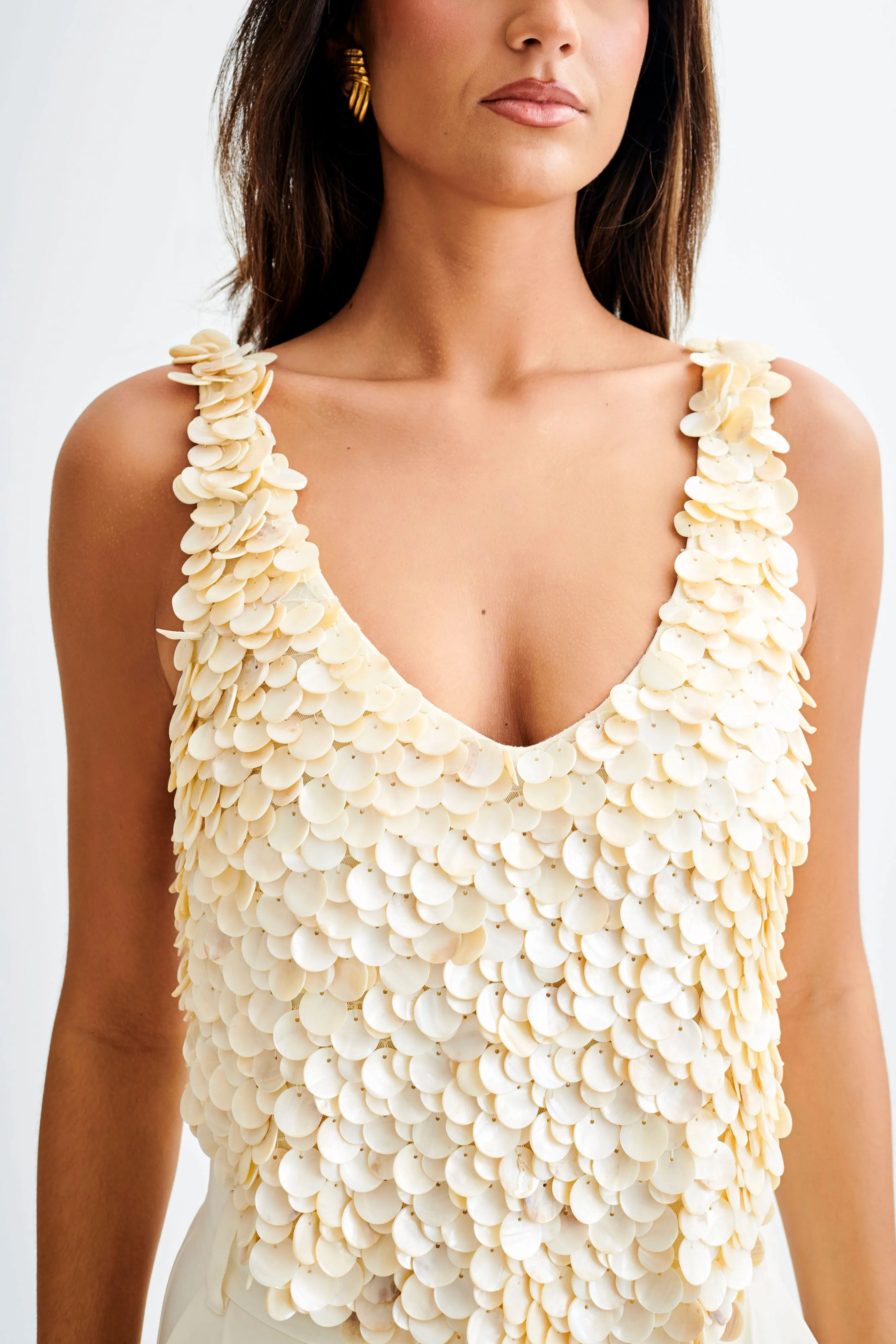 Willow Mother Of Pearl Halter Top - Pearl