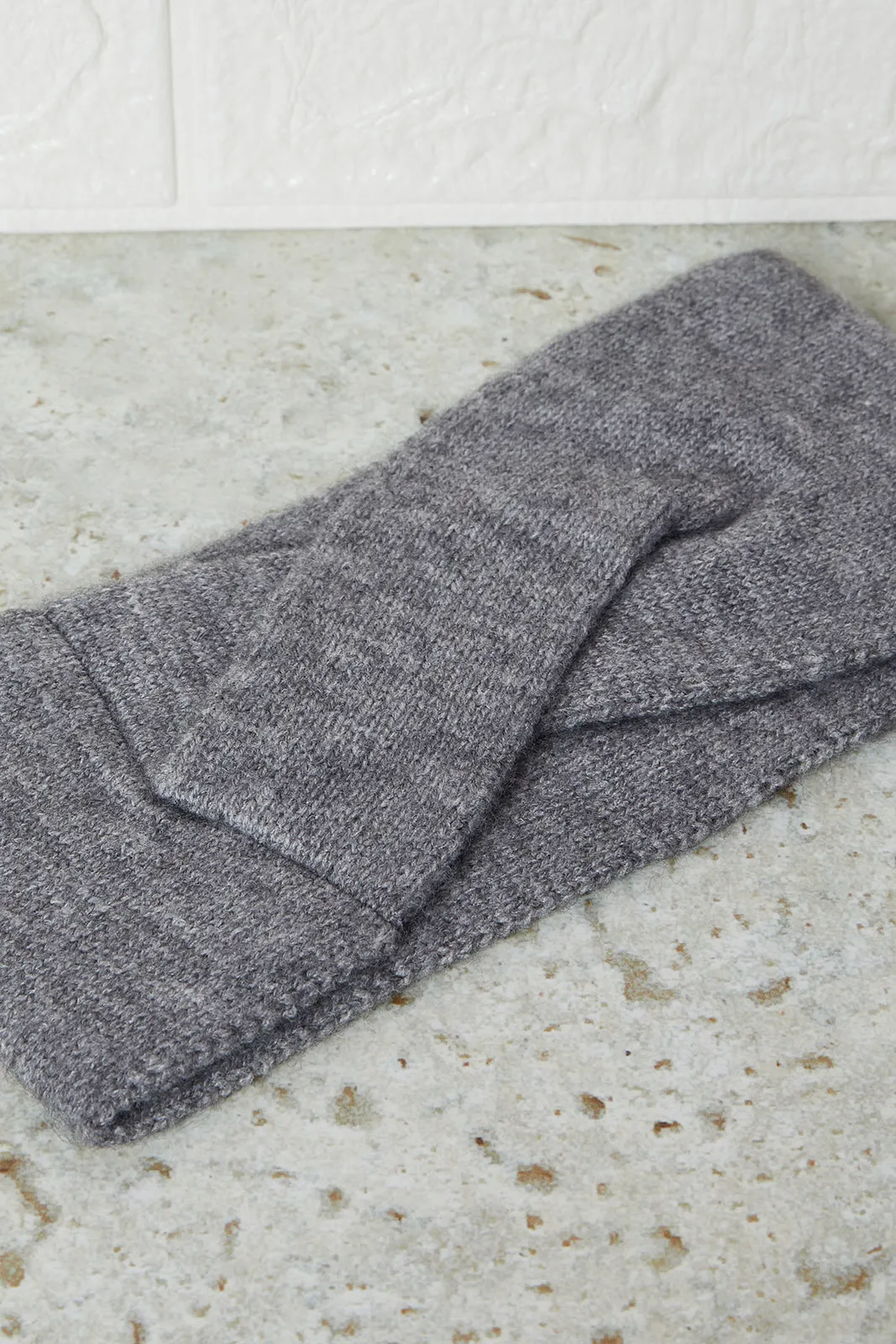 Women Pink And Grey Embellished Knitted Head Warmer (2 Piece)